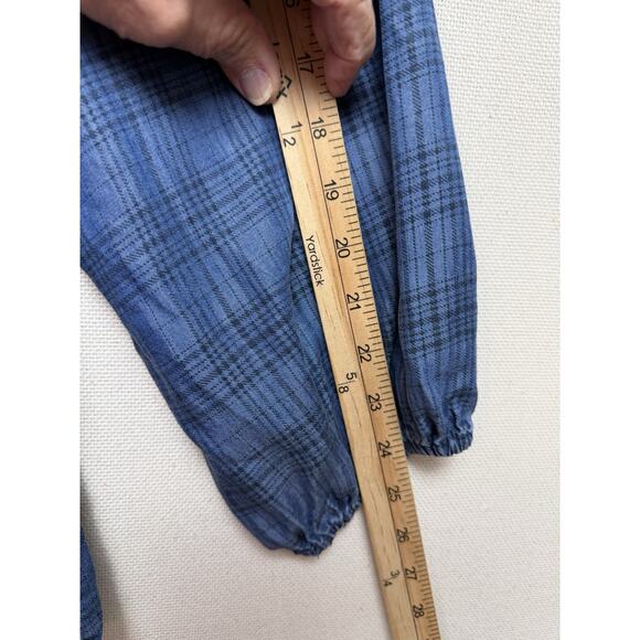 Style & Co. Pintucked Popover Tunic Shirt Women Size 2X Blue Plaid Peasant - Picture 10 of 13